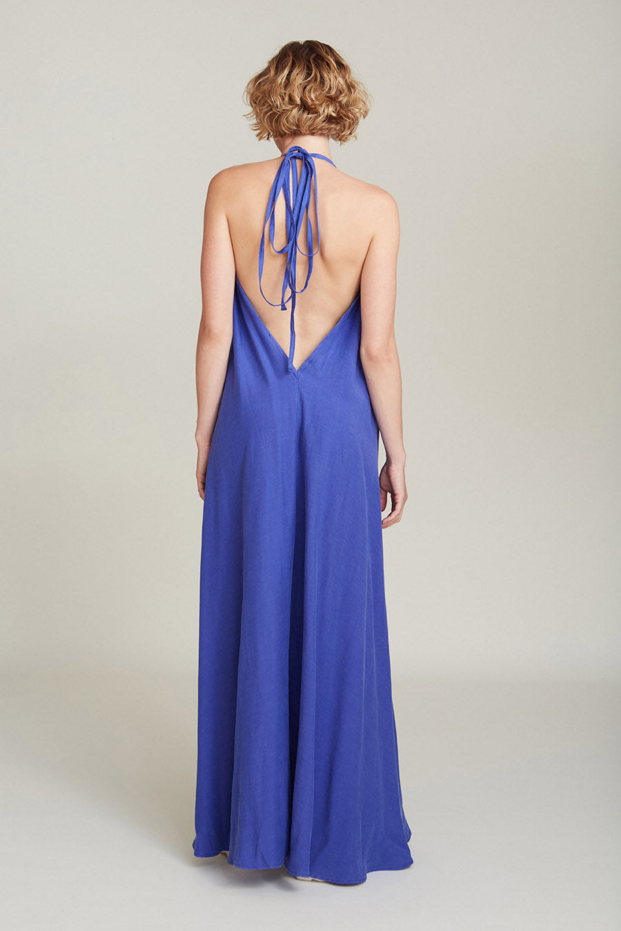 VESTIDO MP LARGO TENCEL LINO ROYAL BLUE