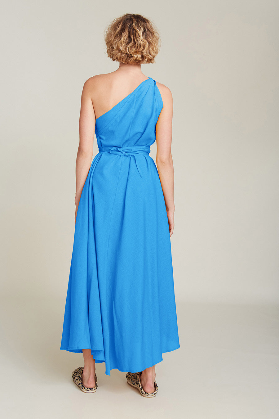 VESTIDO MP LARGO ALGODÓN LINO COBALT BLUE