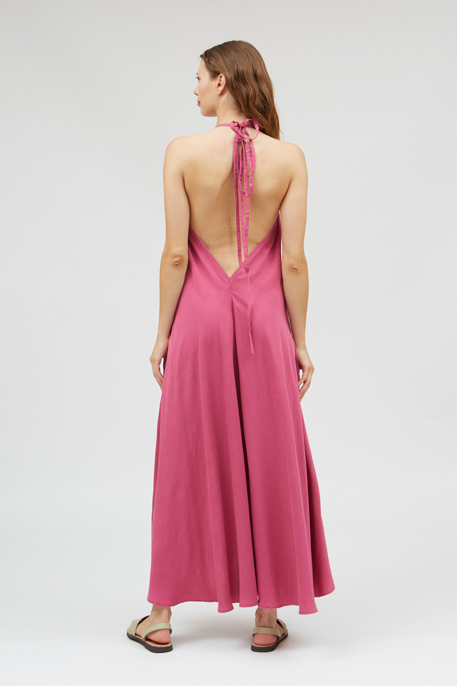 VESTIDO MP LARGO TENCEL LINO FUCHSIA