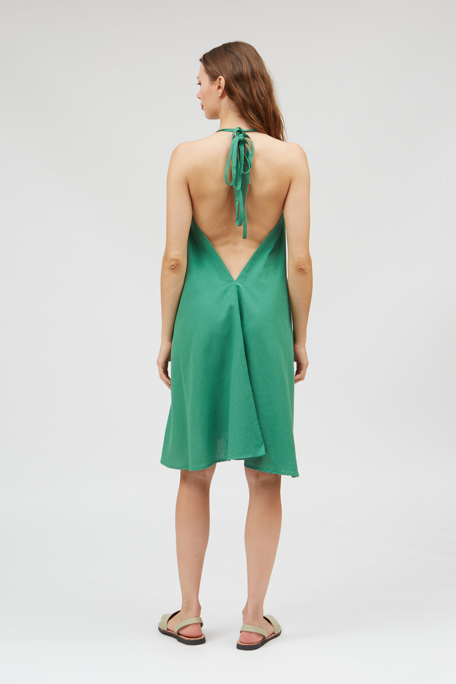 VESTIDO MP CORTO ALGODÓN LINO GREEN