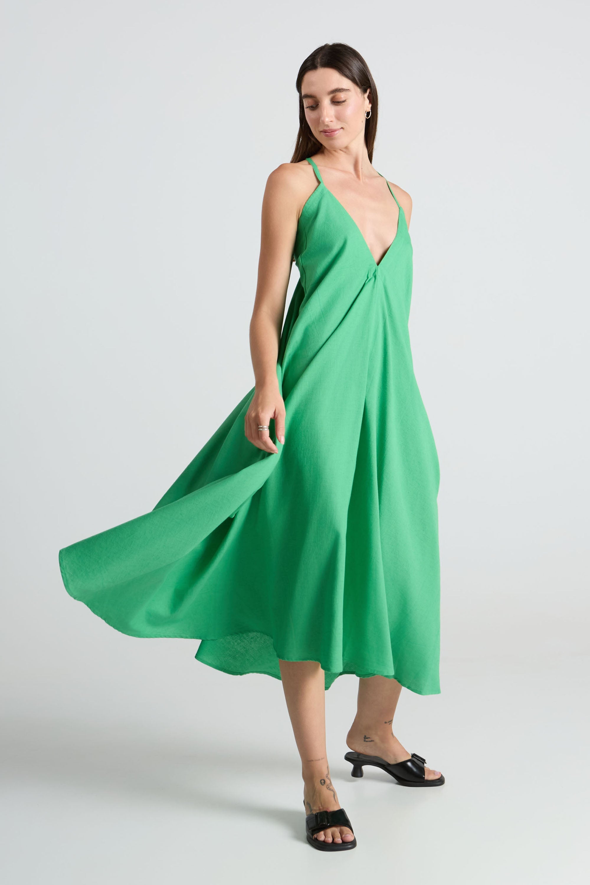MP MIDI COTTON LINEN GREEN