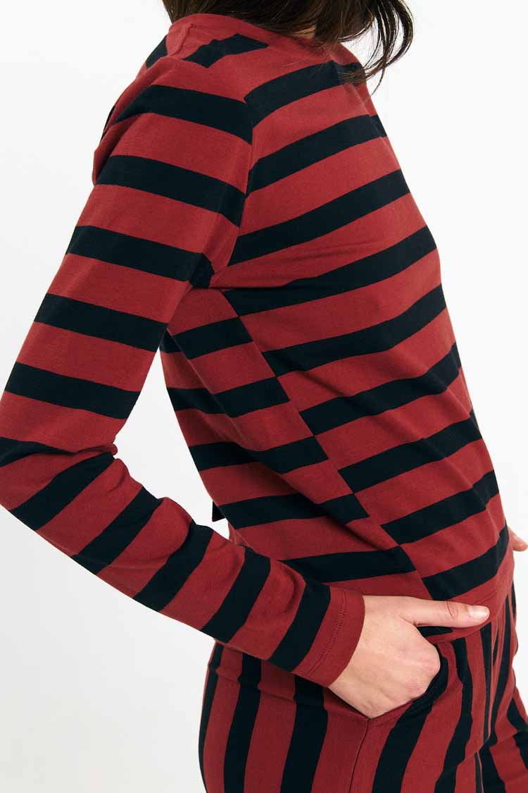 MAIA TOP STRIPES BRICK
