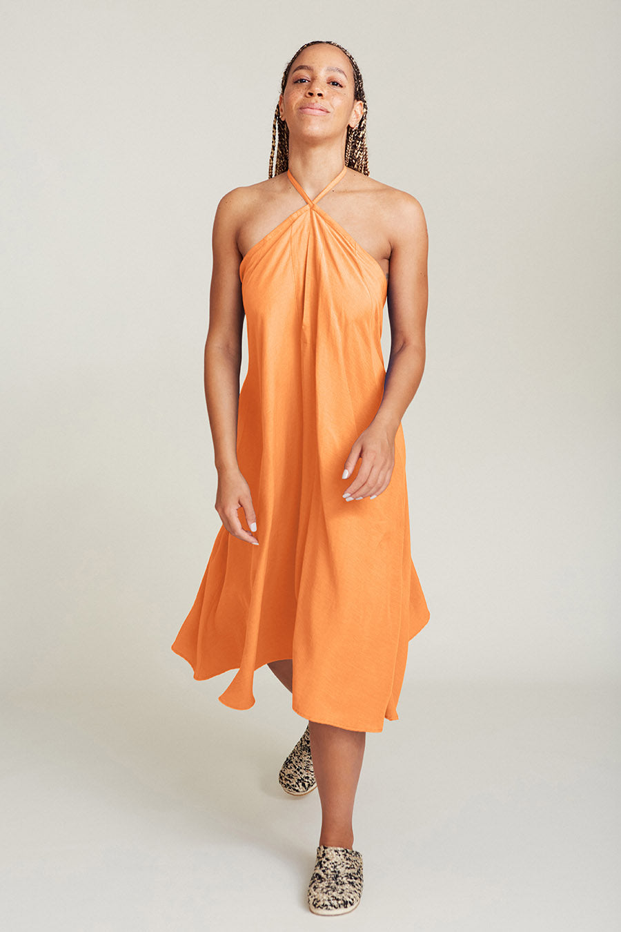 VESTIDO MP CORTO TENCEL LINO ORANGE