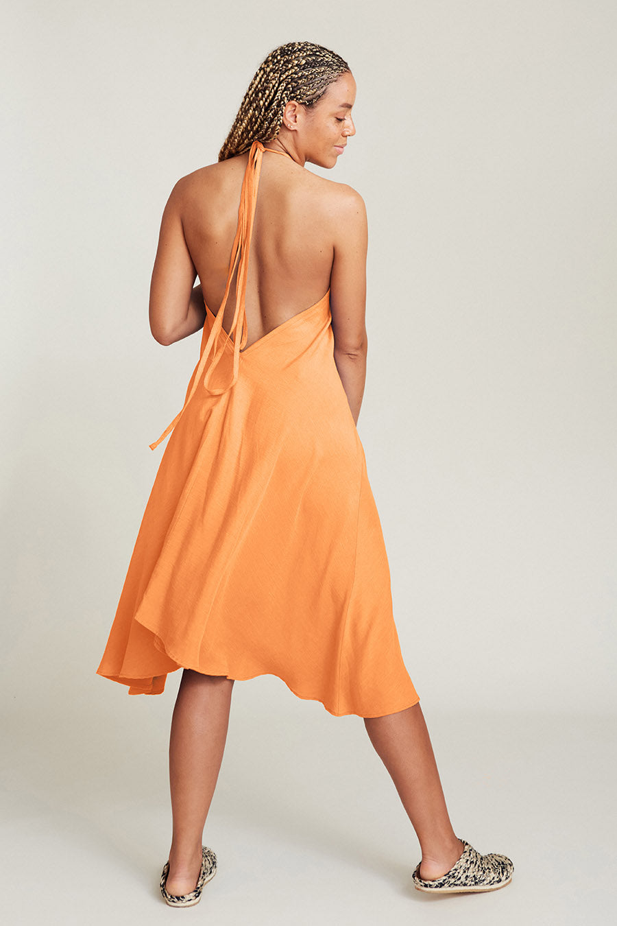 VESTIDO MP CORTO TENCEL LINO ORANGE