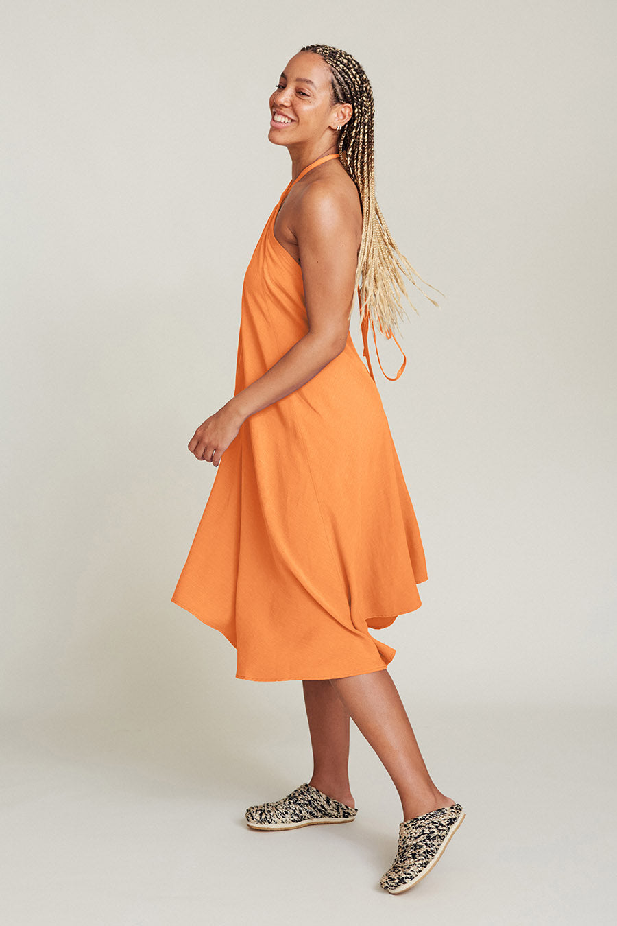 VESTIDO MP CORTO TENCEL LINO ORANGE