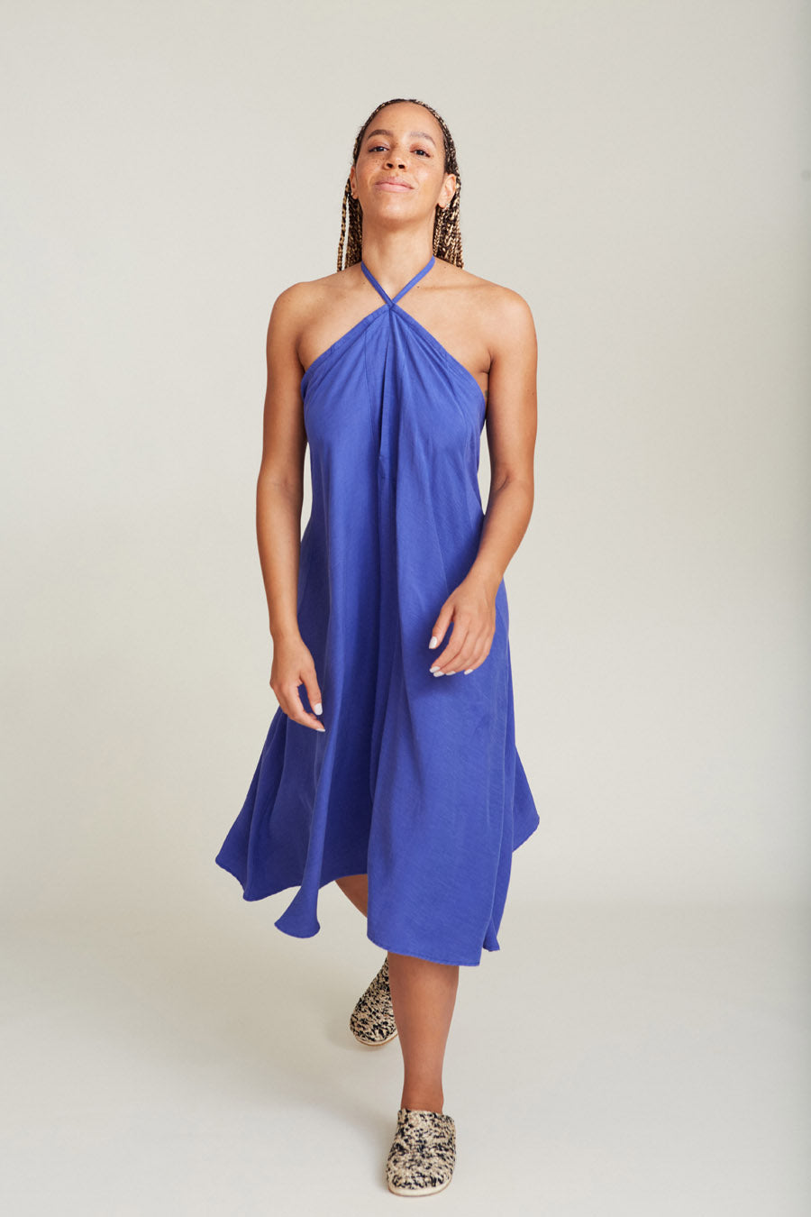 VESTIDO MP CORTO TENCEL LINO ROYAL BLUE