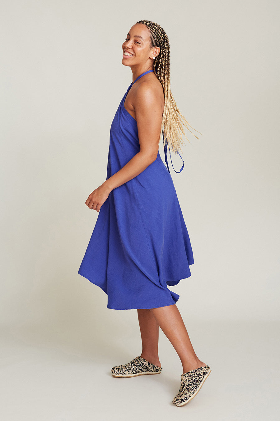 VESTIDO MP CORTO TENCEL LINO ROYAL BLUE