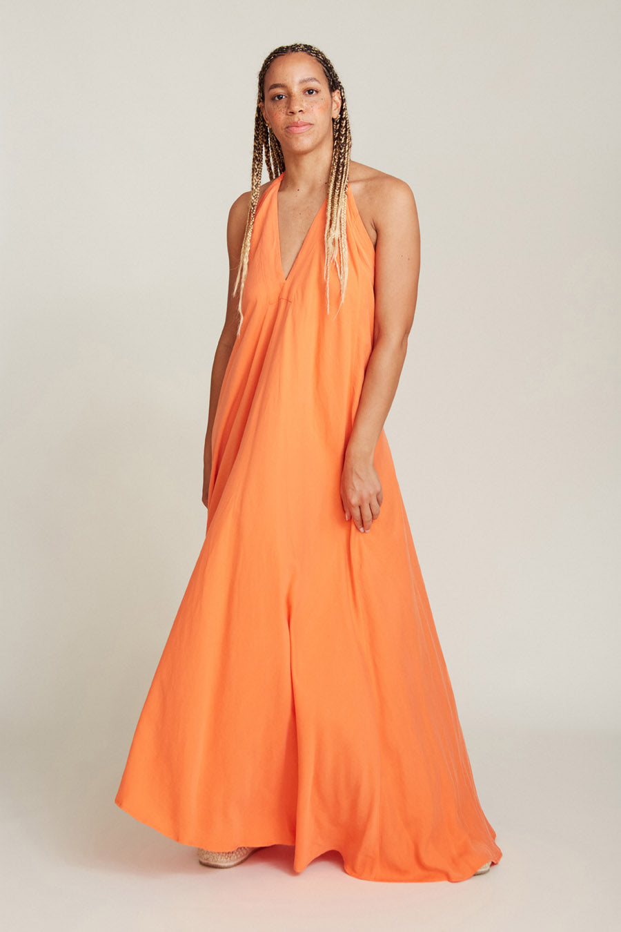 VESTIDO MP LARGO TENCEL LINO ORANGE