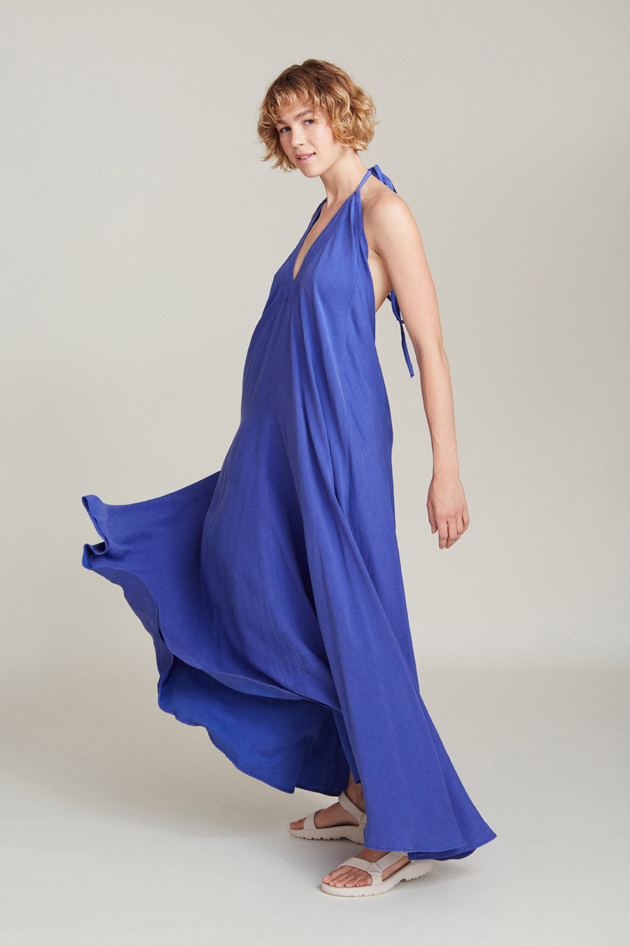 VESTIDO MP LARGO TENCEL LINO ROYAL BLUE
