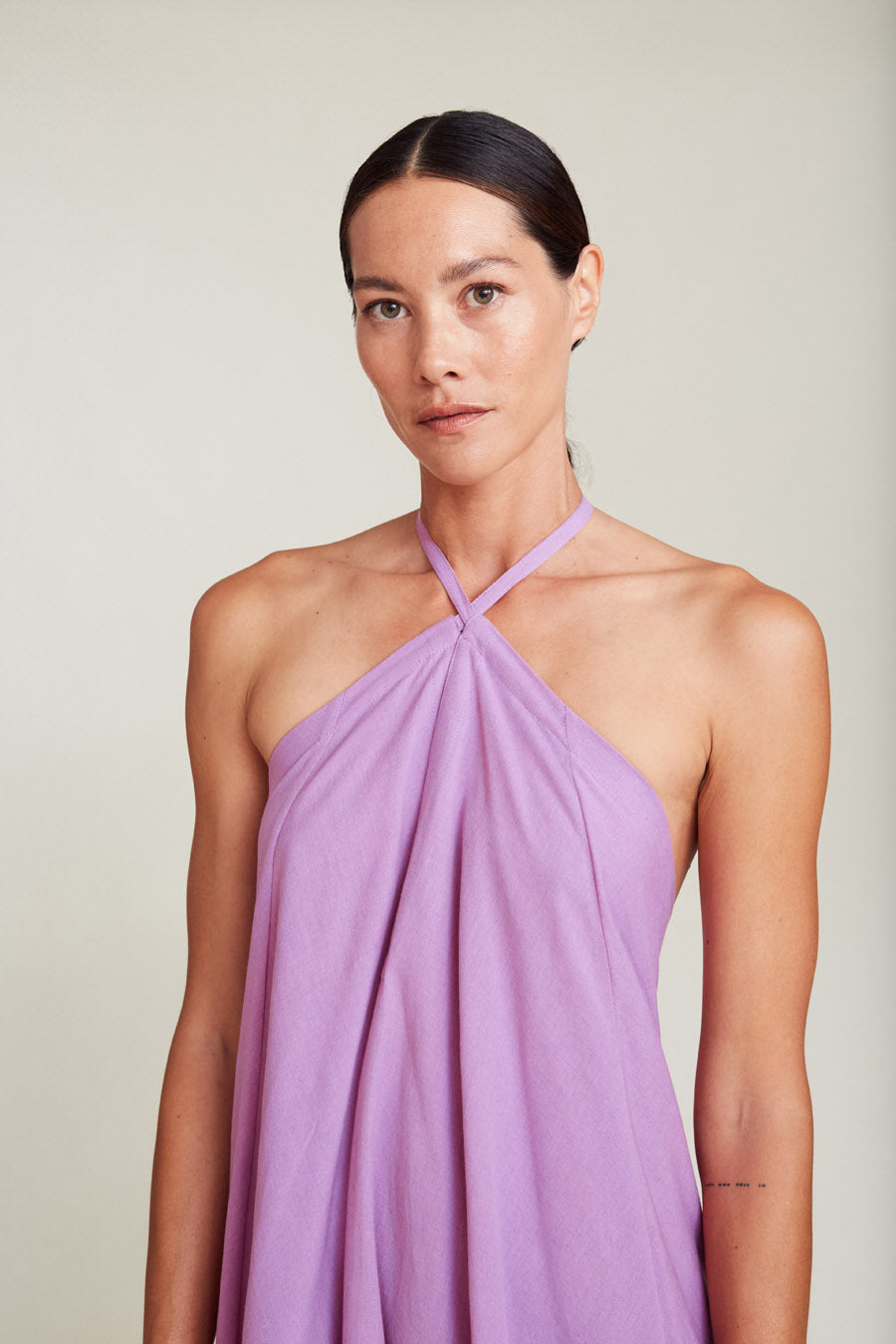 VESTIDO MP LARGO ALGODÓN LINO MALVA