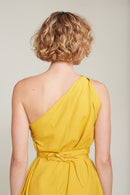 VESTIDO MP LARGO ALGODÓN LINO MUSTARD