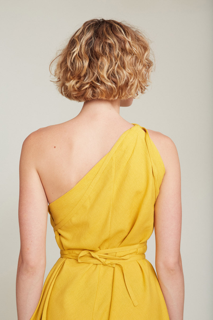 VESTIDO MP LARGO ALGODÓN LINO MUSTARD