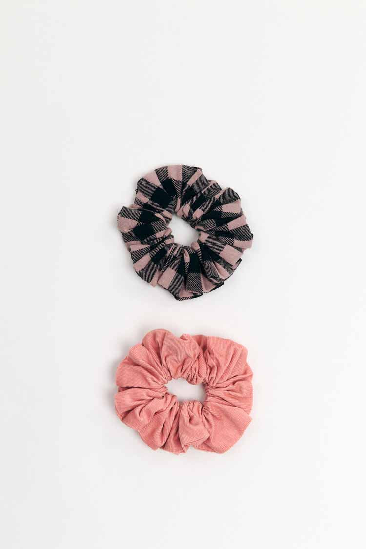 BATAN SCRUNCHIES CHECK BLACK + PINK