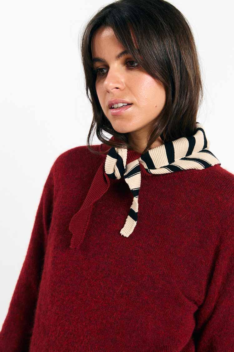 ALMA SCARF STRIPES BRICK