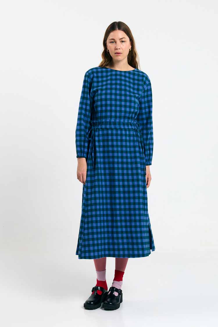 OTA DRESS CHECK BLUE