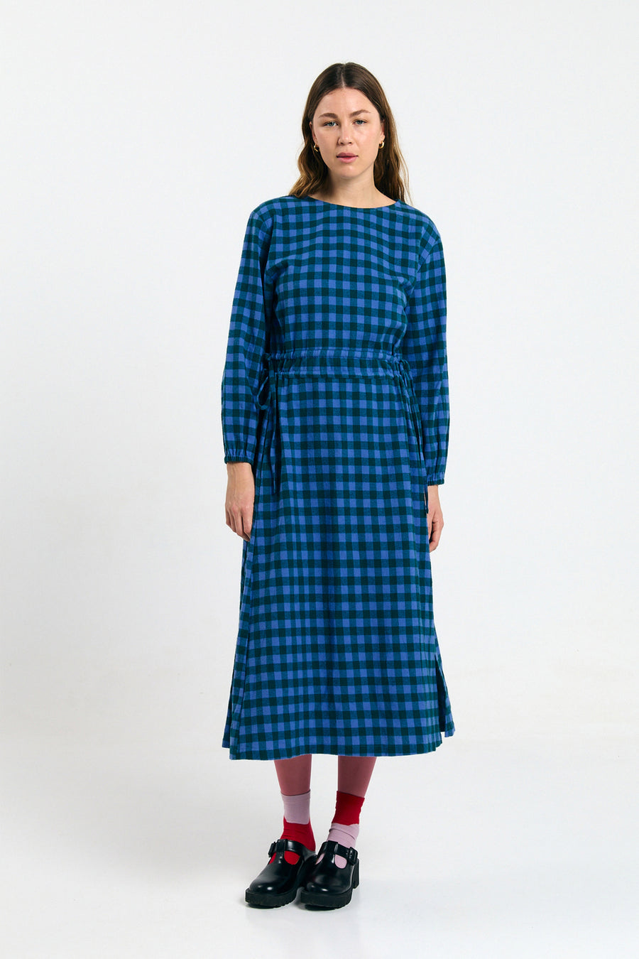 OTA DRESS CHECK BLUE