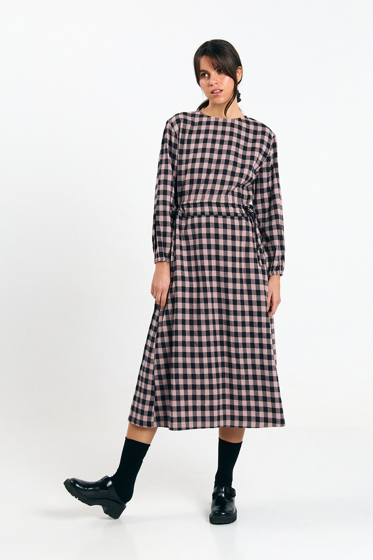 OTA DRESS CHECK BLACK