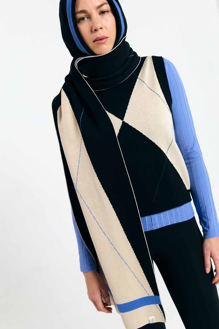 LONDON SCARF ARGYLE BLACK