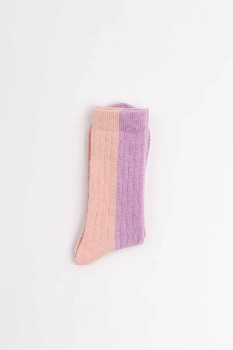BICOLOR SOCKS WOOL PEACH