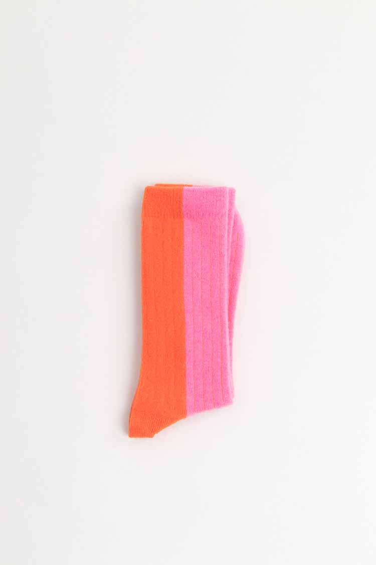 BICOLOR SOCKS WOOL PINK