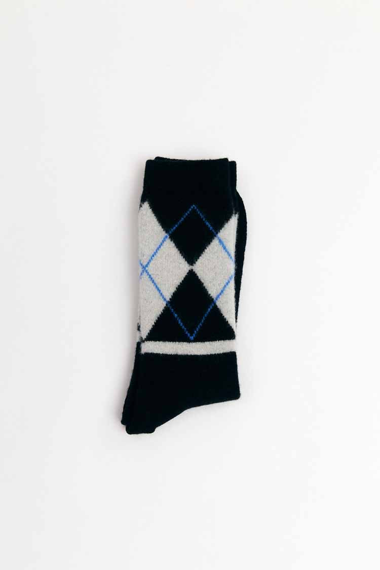 ARGYLE SOCKS WOOL BLACK