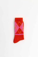ARGYLE SOCKS WOOL ORANGE