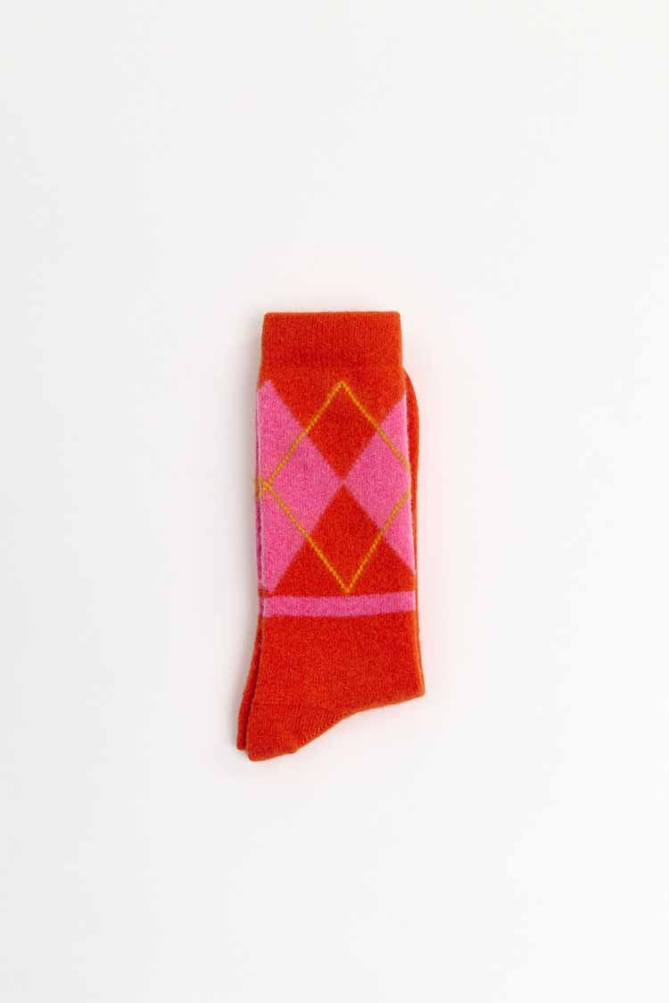 ARGYLE SOCKS WOOL ORANGE