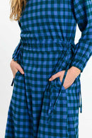 OTA DRESS CHECK BLUE