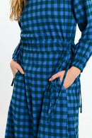 OTA DRESS CHECK BLUE