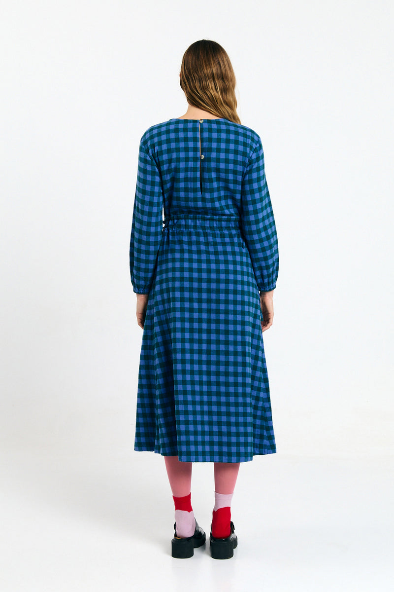 OTA DRESS CHECK BLUE