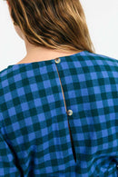 OTA DRESS CHECK BLUE