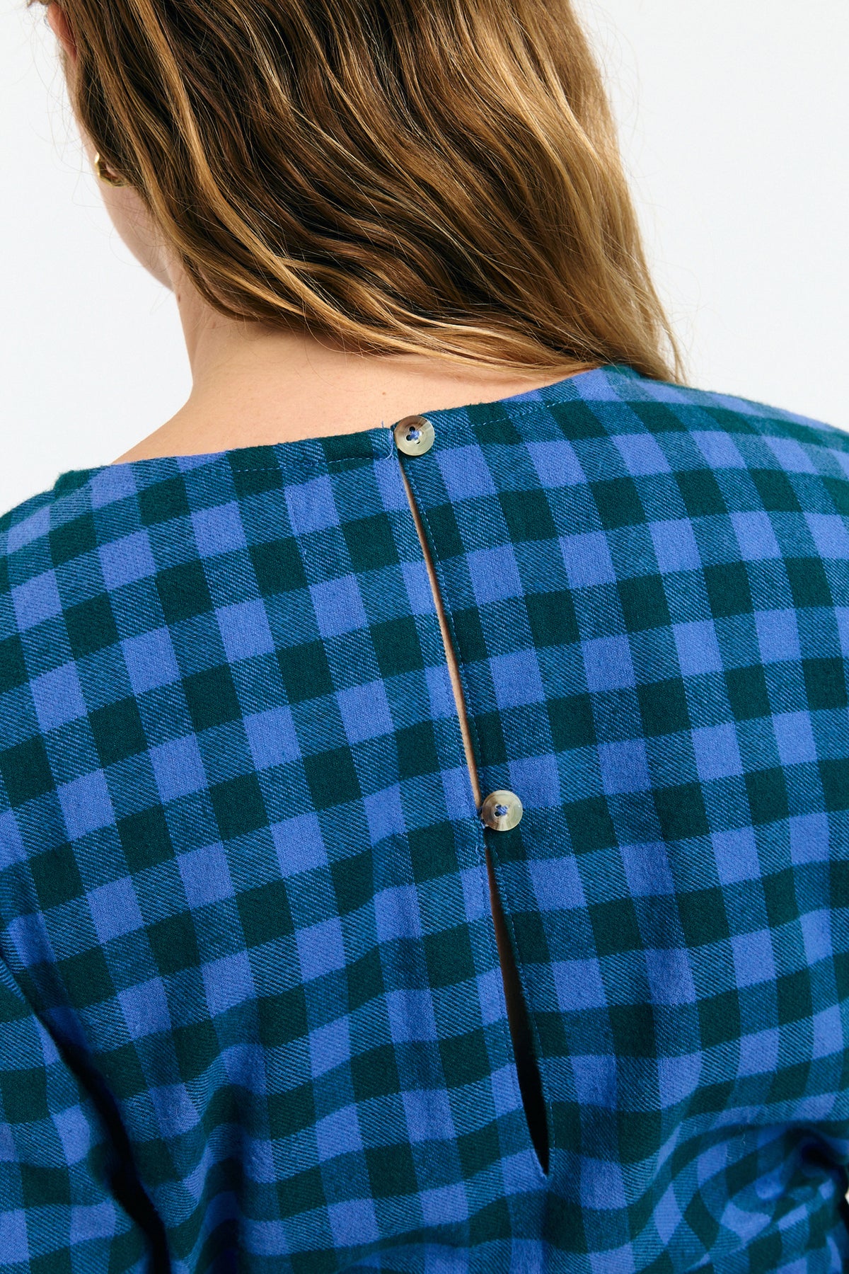 OTA DRESS CHECK BLUE