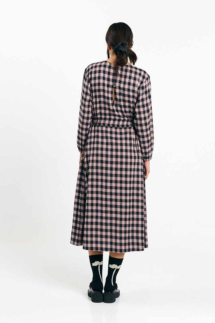 OTA DRESS CHECK BLACK