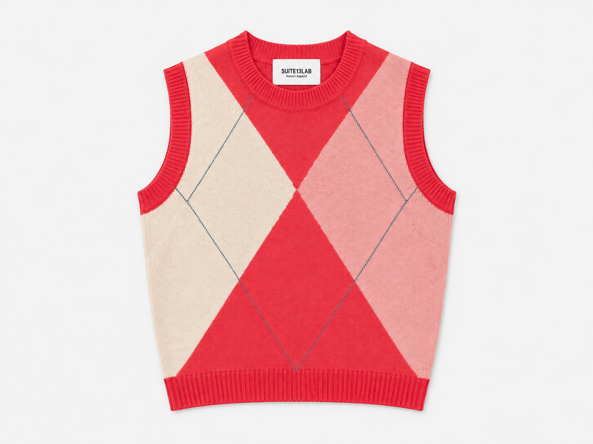 RELVAS VEST ARGYLE RED