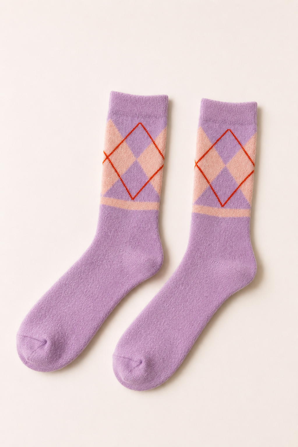 ARGYLE SOCKS WOOL LILAC