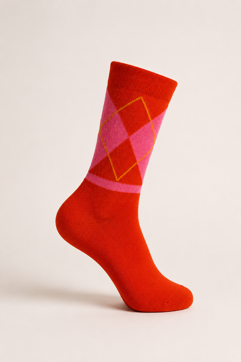 ARGYLE SOCKS WOOL ORANGE