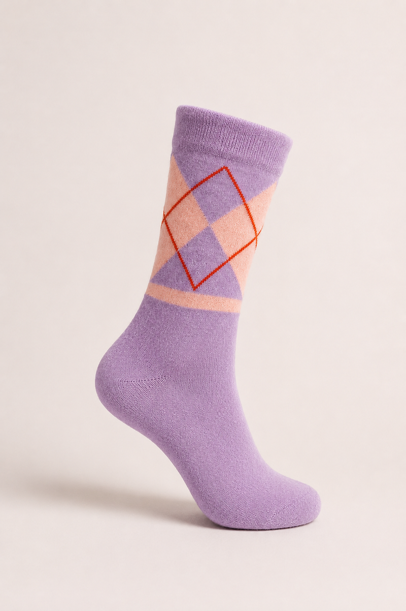 ARGYLE SOCKS WOOL LILAC