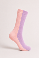 BICOLOR SOCKS WOOL PEACH