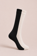 BICOLOR SOCKS WOOL BLACK