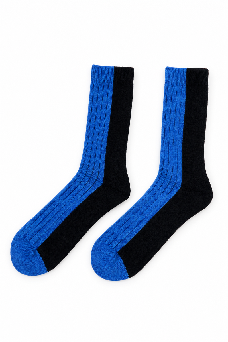 BICOLOR SOCKS WOOL BLUE