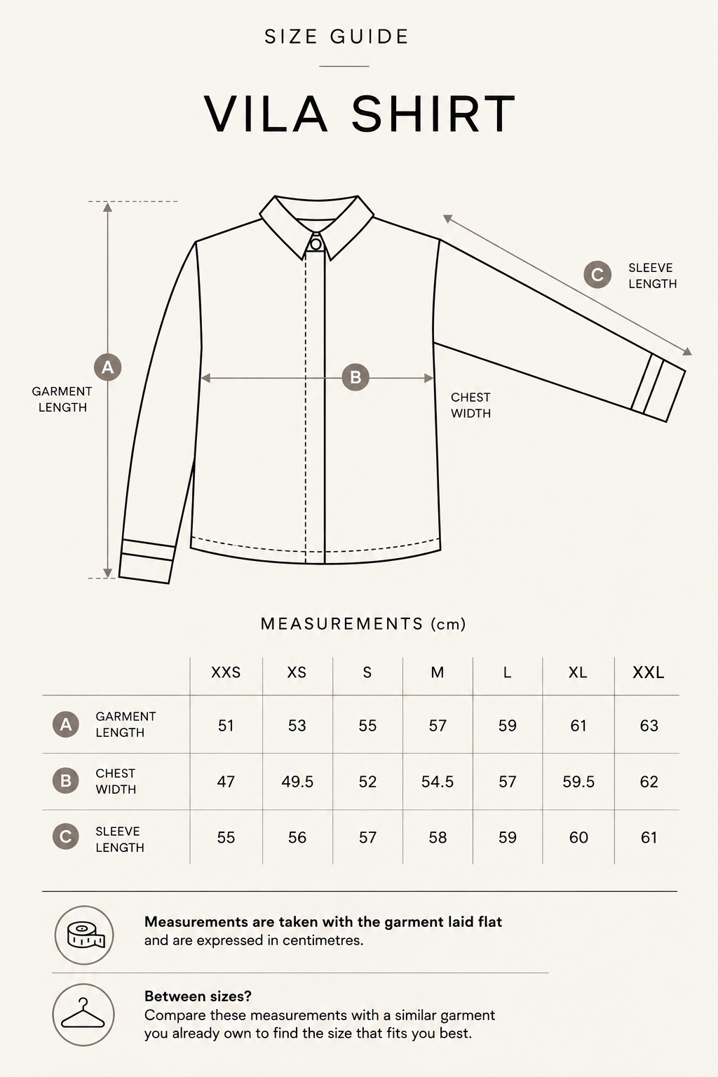 Size guide / Guía de tallas