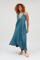 VESTIDO MP LARGO TENCEL LINO TEAL GREEN