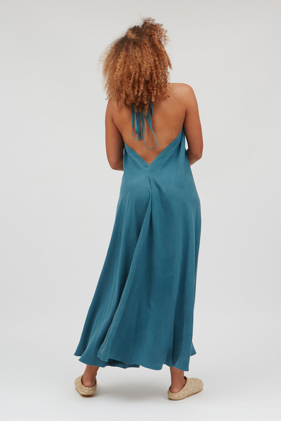 VESTIDO MP LARGO TENCEL LINO TEAL GREEN
