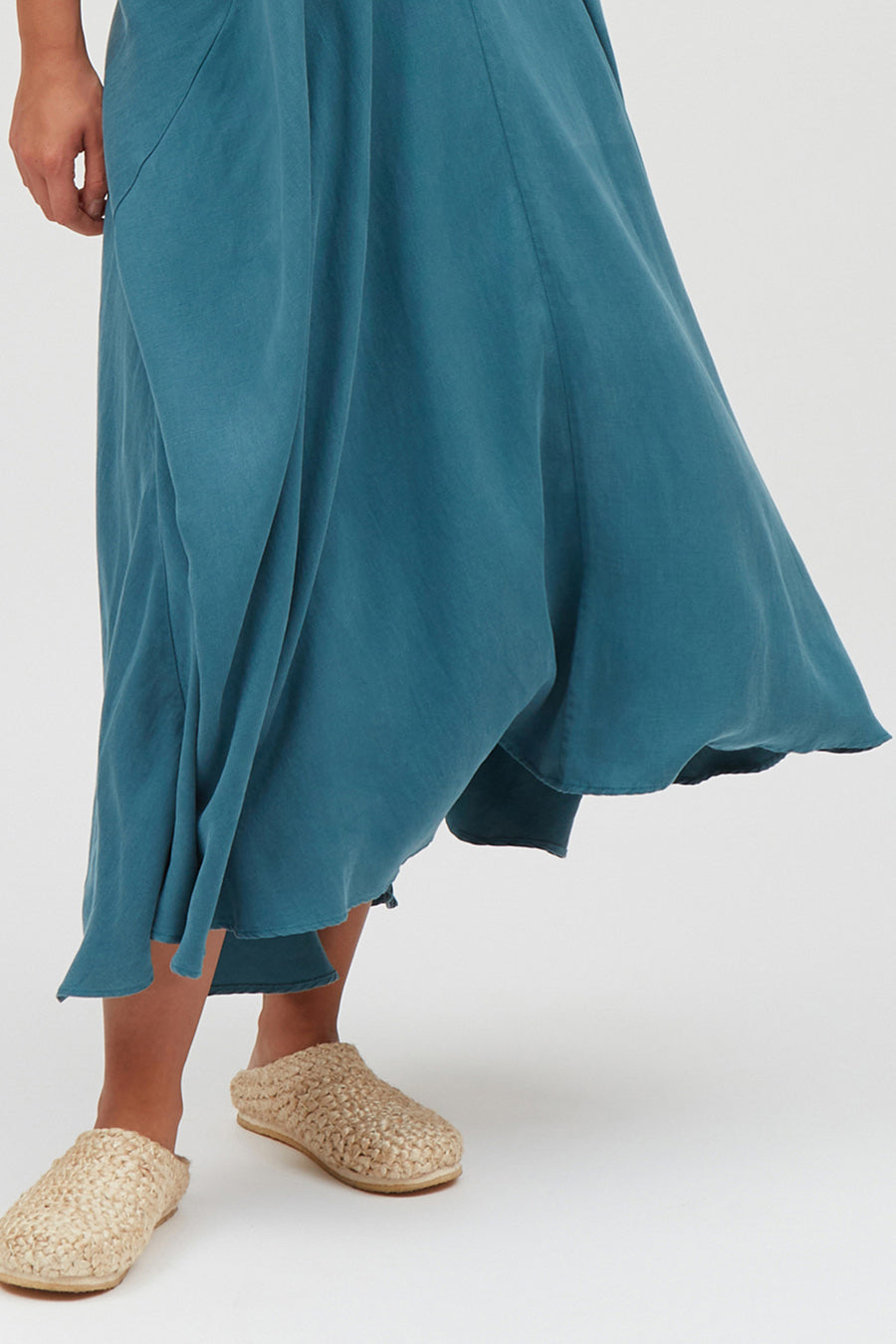VESTIDO MP LARGO TENCEL LINO TEAL GREEN