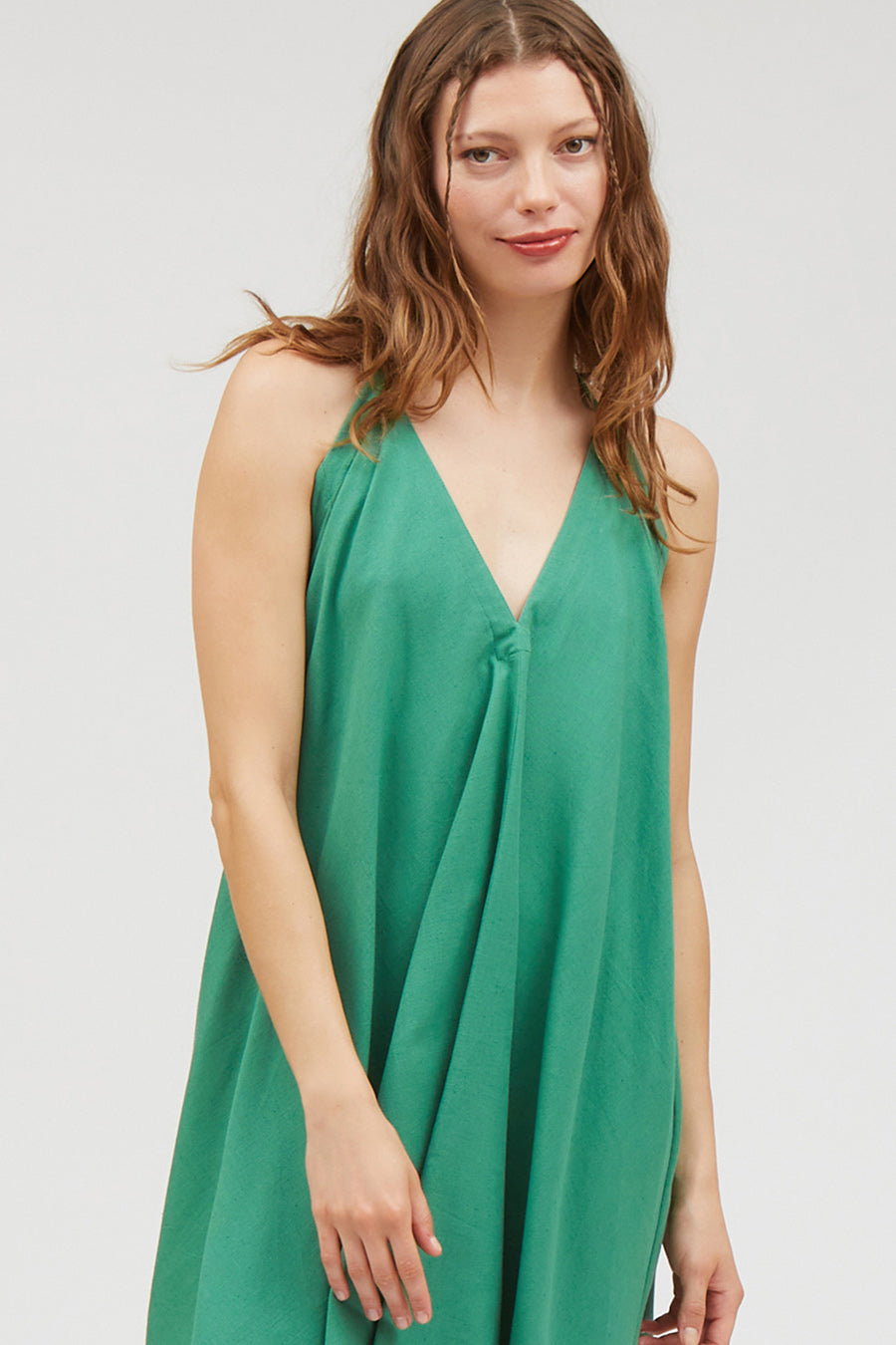 VESTIDO MP CORTO ALGODÓN LINO GREEN
