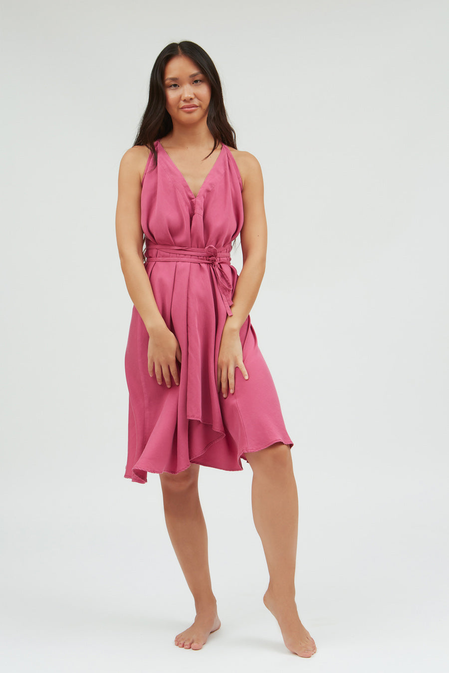 VESTIDO MP CORTO TENCEL LINO FUCHSIA