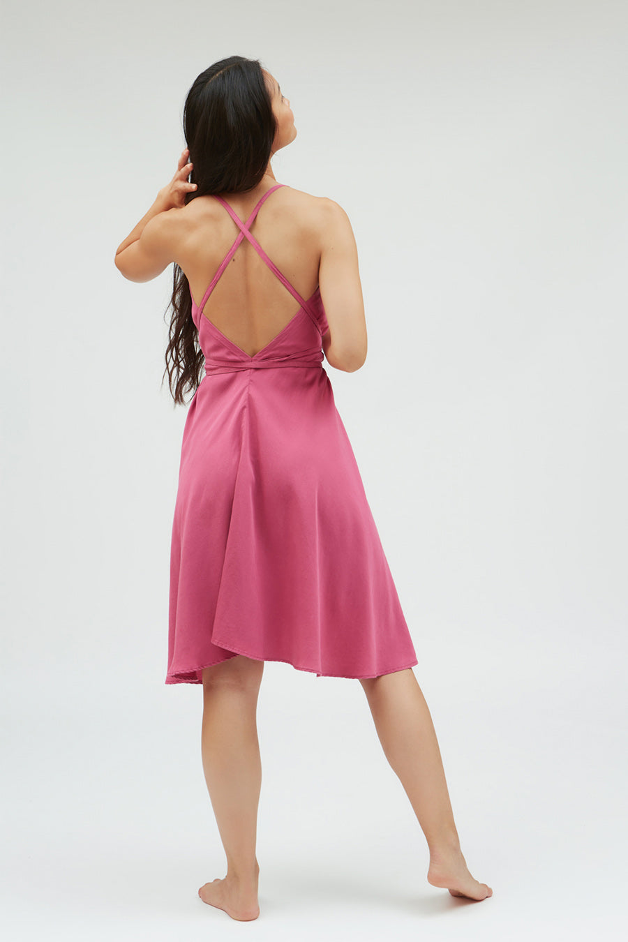 VESTIDO MP CORTO TENCEL LINO FUCHSIA