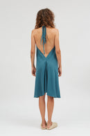 VESTIDO MP CORTO TENCEL LINO TEAL GREEN