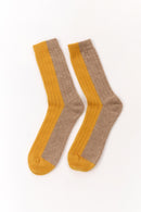 BICOLOR WOOL SOCKS MUSTARD