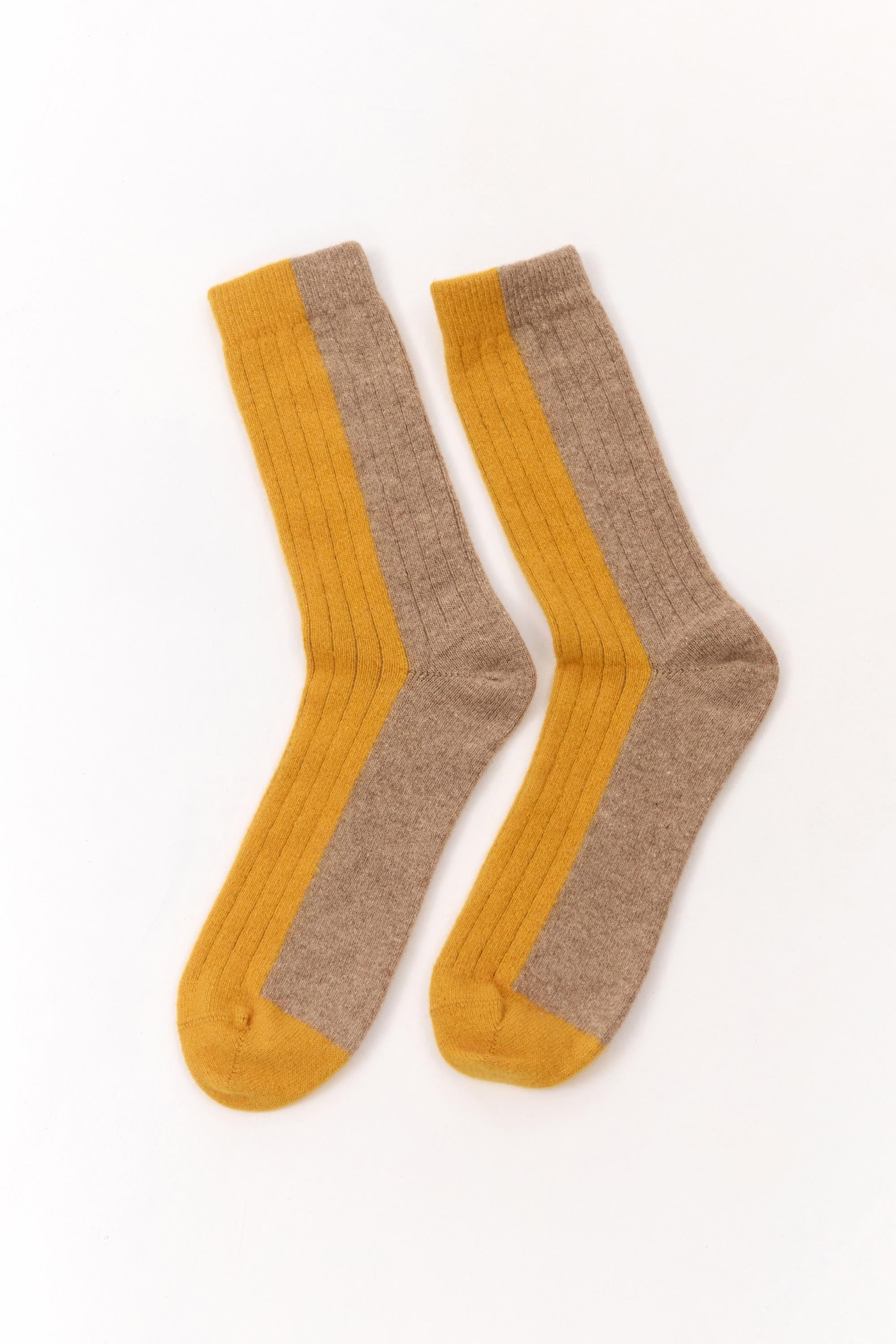 BICOLOR WOOL SOCKS MUSTARD